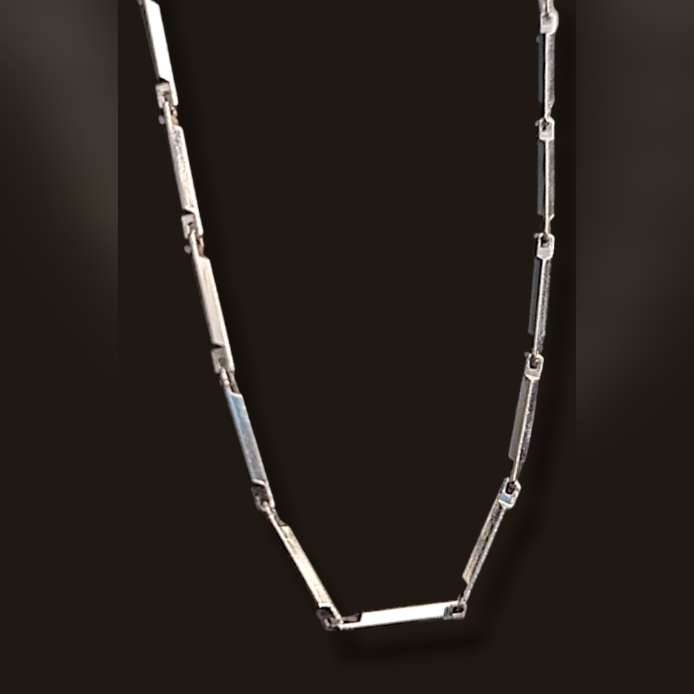 2.5mm Silver Stainless Steel Geometric Long Thin Bar Link Necklace - 22" & 28"
